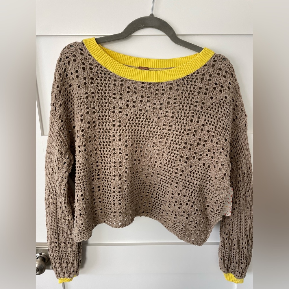 FREE PEOPLE Home Run Crochet Sweater Size XS NEW W TAG